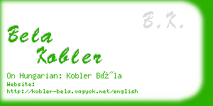 bela kobler business card